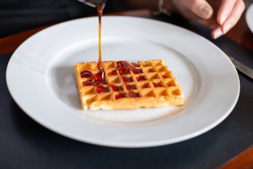 Free Waffle on White Ceramic Plate Stock Photo
