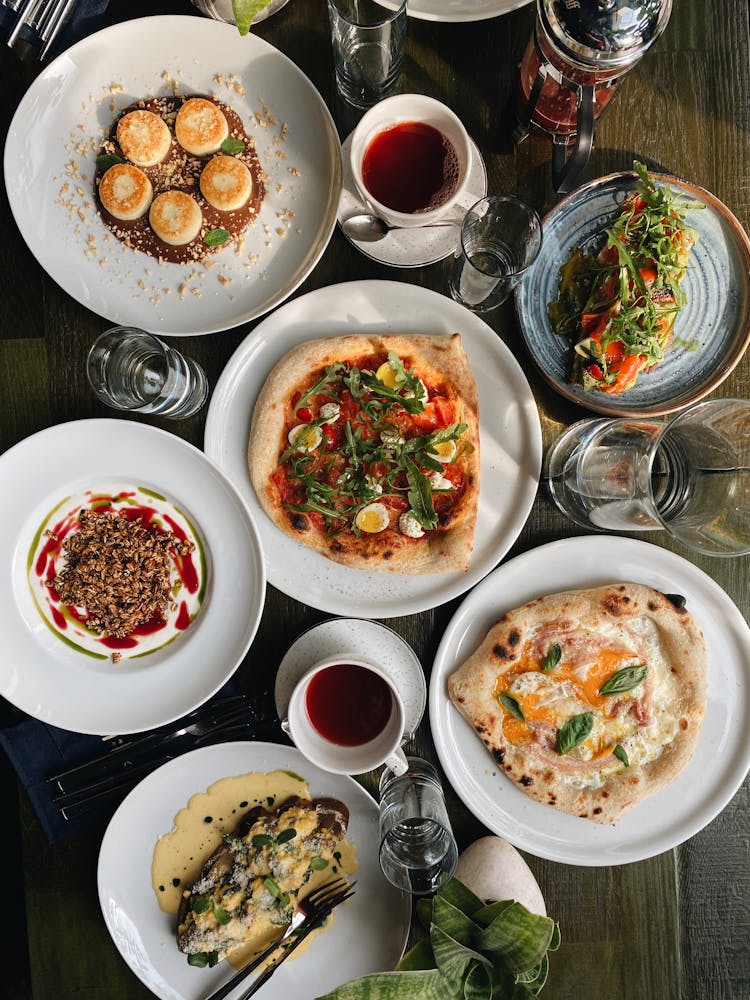 Italian Dinner Served In A Restaurant 