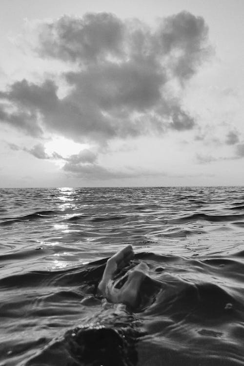 Grayscale Photo of Water Surface