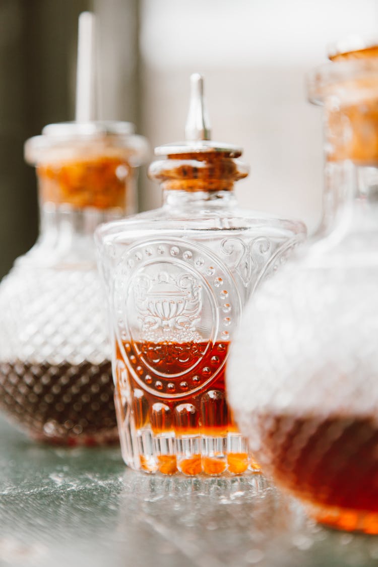 Close-Up Shot Of Condiments In A Bottle