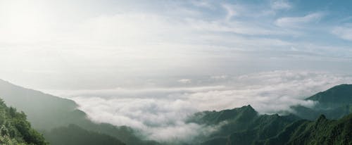 ハイアングルショット, 山, 曇りの無料の写真素材