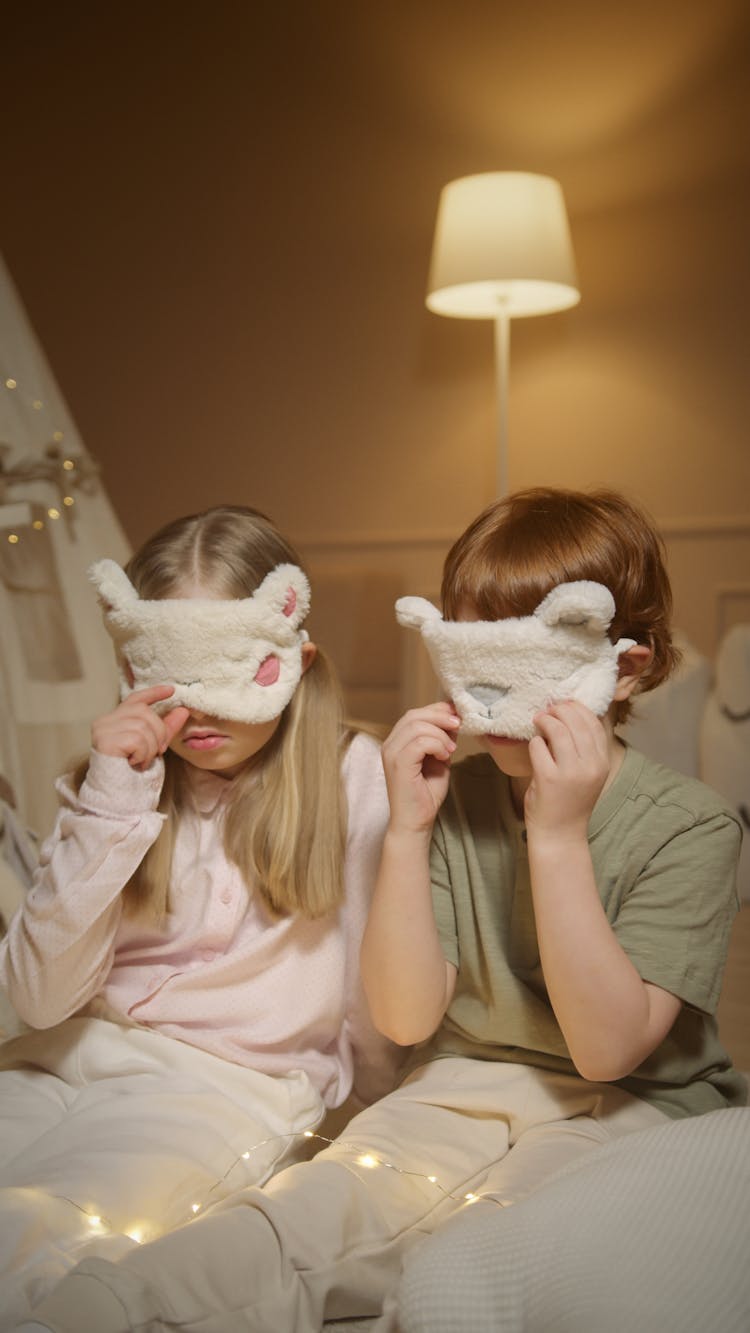 Kids Wearing Sleep Masks