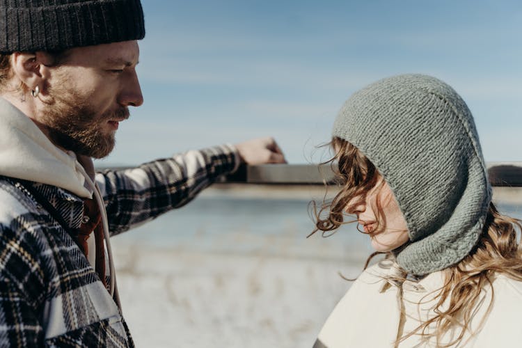 A Man Staring At The Brunette Woman 