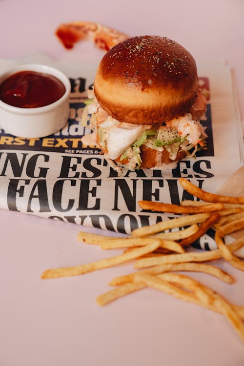 Lobster Burger and Fries Meal