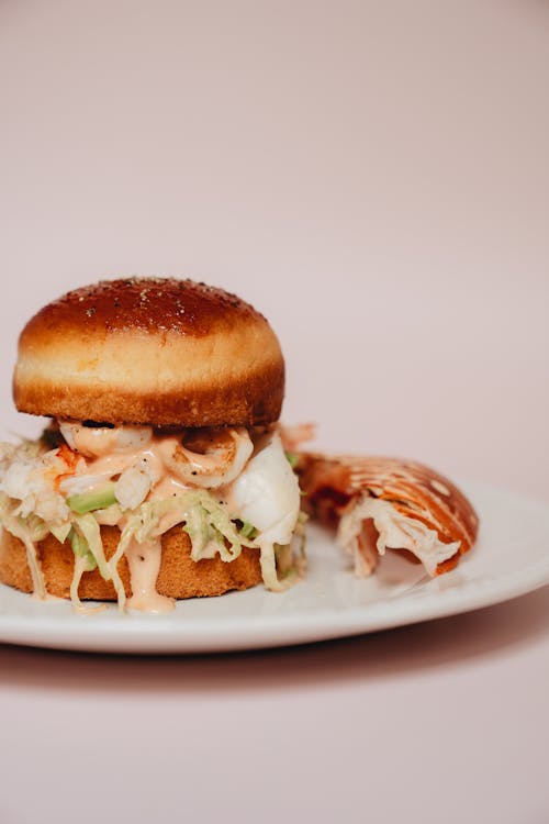 Lobster Burger on White Plate