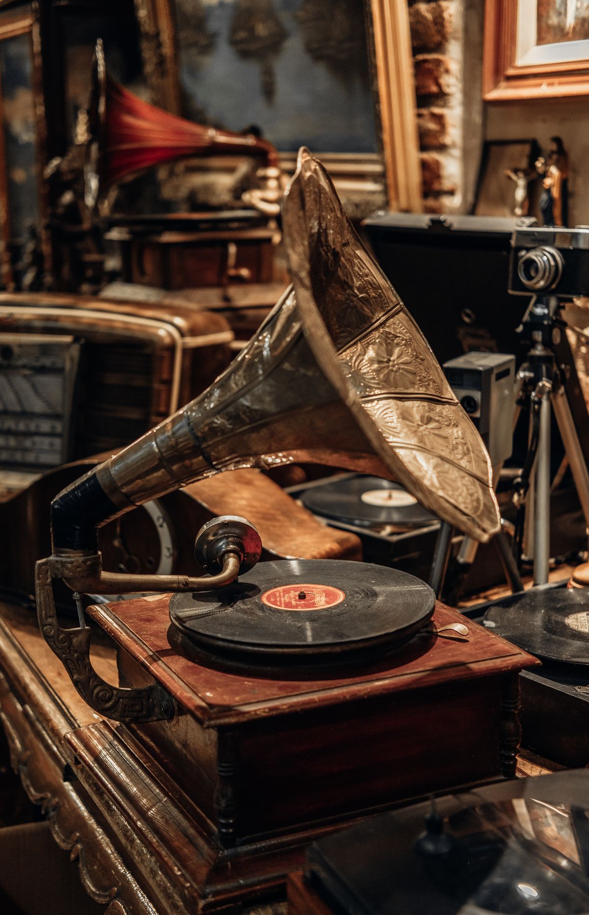 Ancien gramophone, photo d’ambiance