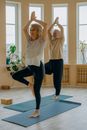 Elderly Couple Standing on Yoga Mats