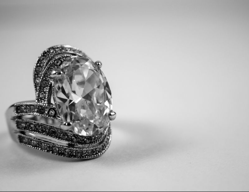 Close-up of a luxurious diamond ring showcasing intricate design