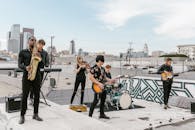 A Band Playing on the Stage