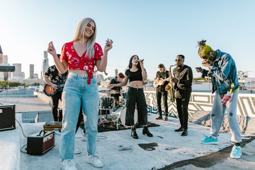 Free A Band Performing on the Rooftop Stock Photo