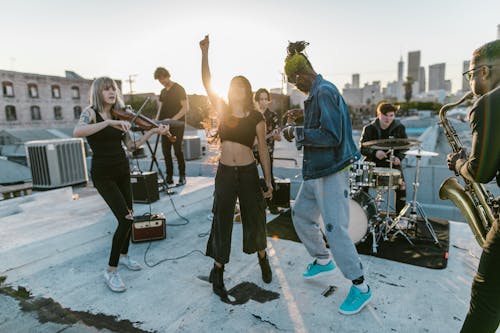 A Band Playing Music on the Rooftop