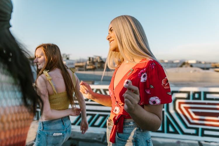 Groovy Woman In Floral Top 