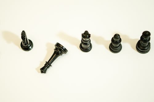 Overhead Shot of Black Chess Pieces