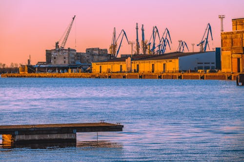 An Industrial Harbor Near the Sea