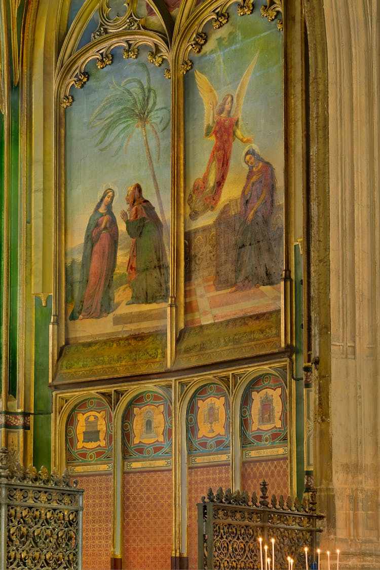 A Painting On A Wall Inside The Church Of Saint Gervais Saint Protais