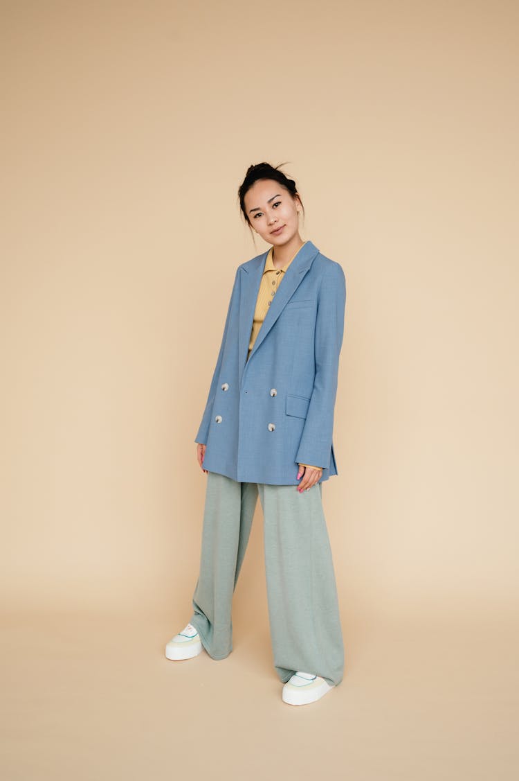 Woman In Baggy Suit And Pants 