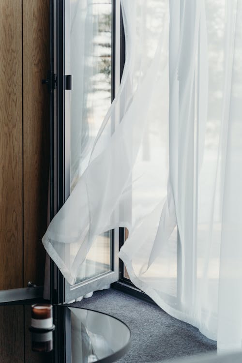 White Curtains on Glass Sliding Doors
