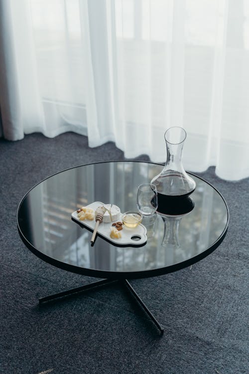 Free Wine and Cheese on a Table Stock Photo