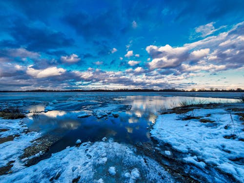 Gratuit Photos gratuites de ciel bleu, crique, hiver Photos