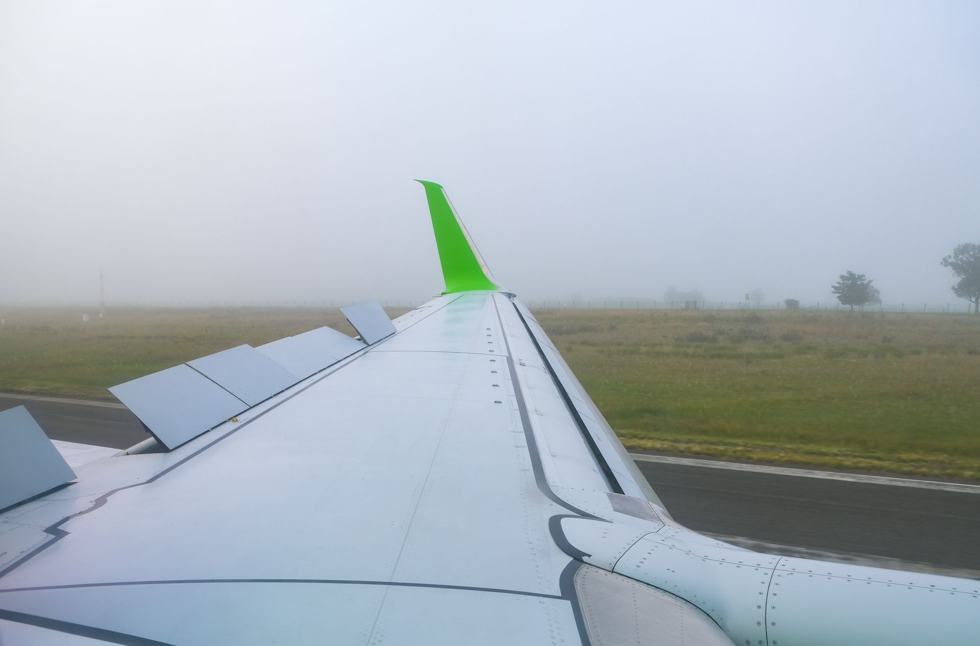 Santiago airport runway under overcast morning sky
