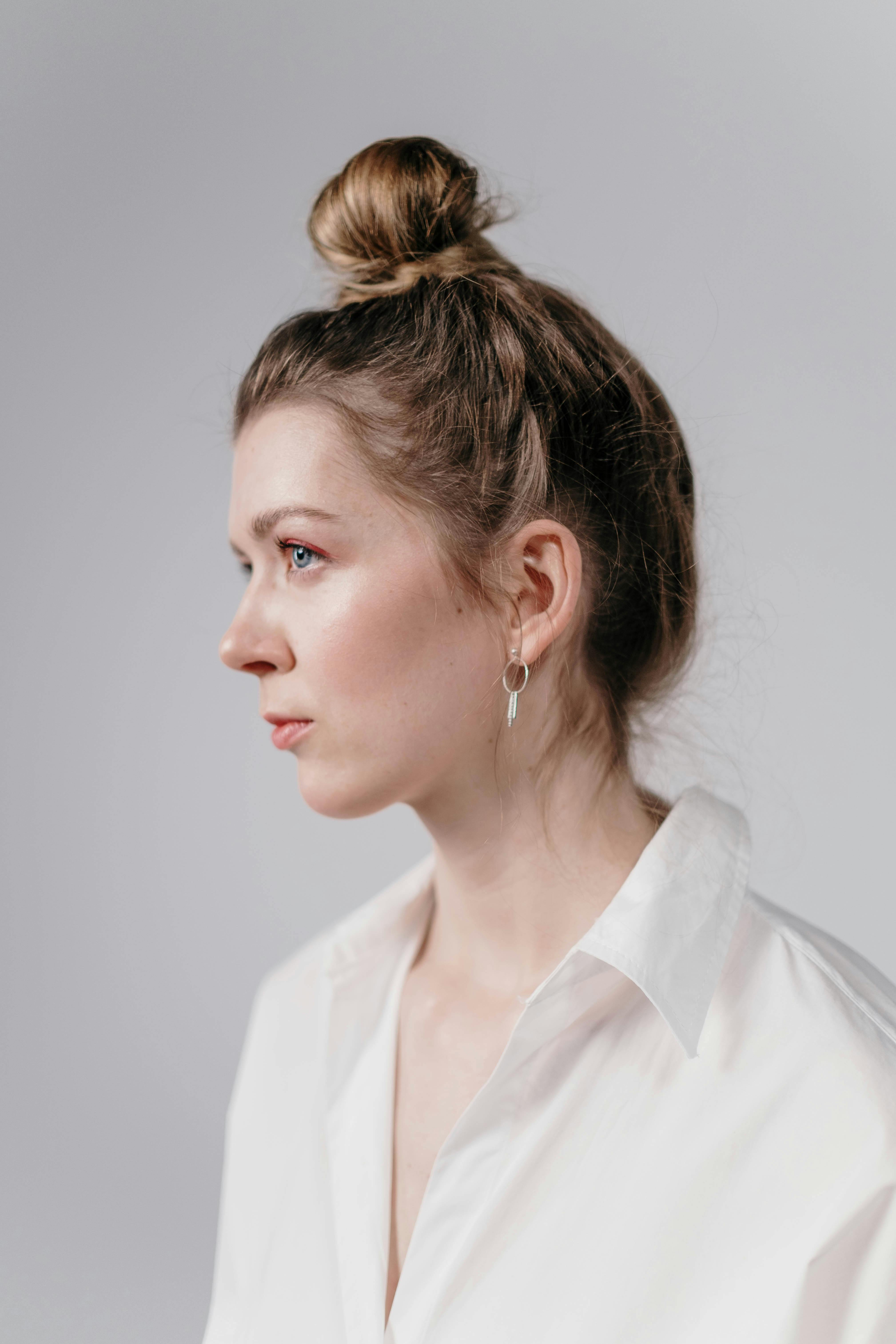 Side Profile Of A Woman In White Collared Shirt · Free Stock Photo