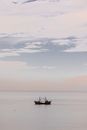 A Pirate Ship Sailing on Sea
