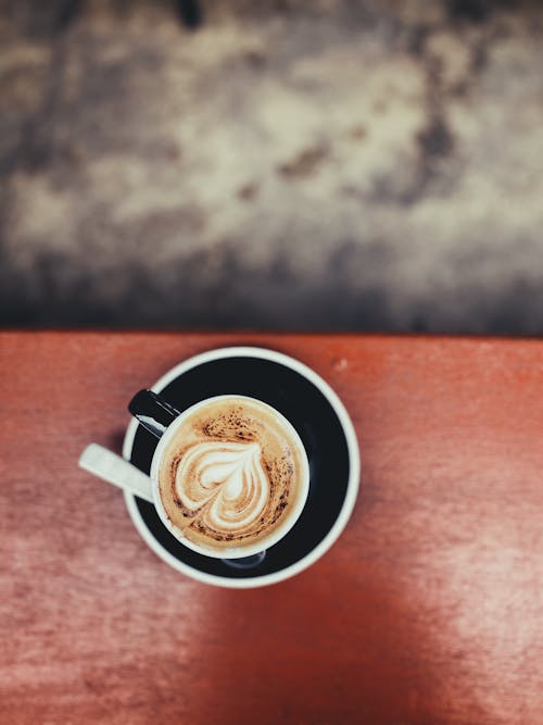 คลังภาพถ่ายฟรี ของ กาแฟ, ถ้วยและจานรอง, มุมมองด้านบน