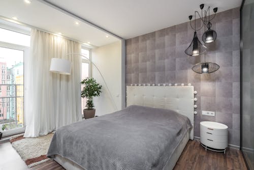Free Interior Design of a Cozy Bedroom Stock Photo