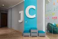 Hallway of company with letters on wall