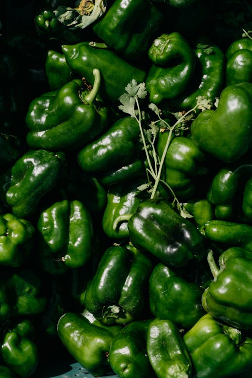 Close-up of Green Bell Peppers