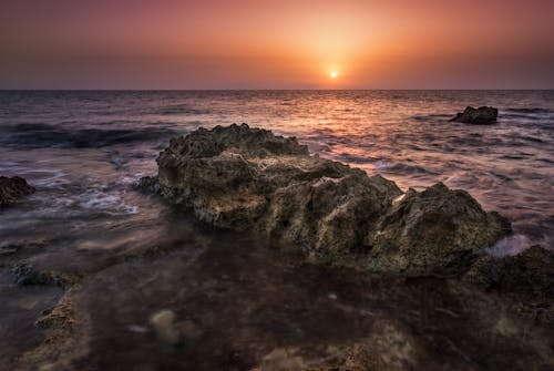 冷靜, 岩石, 日落 的 免费素材图片