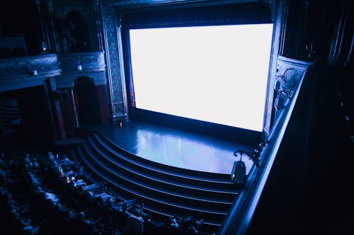 Free Big Cinema Screen on Stage Stock Photo