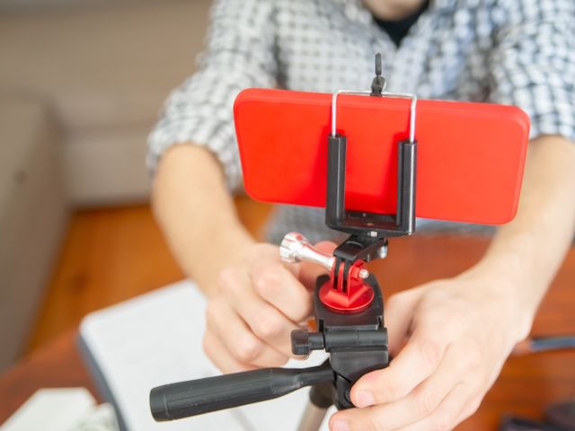 Recording setup with ring light and mic
