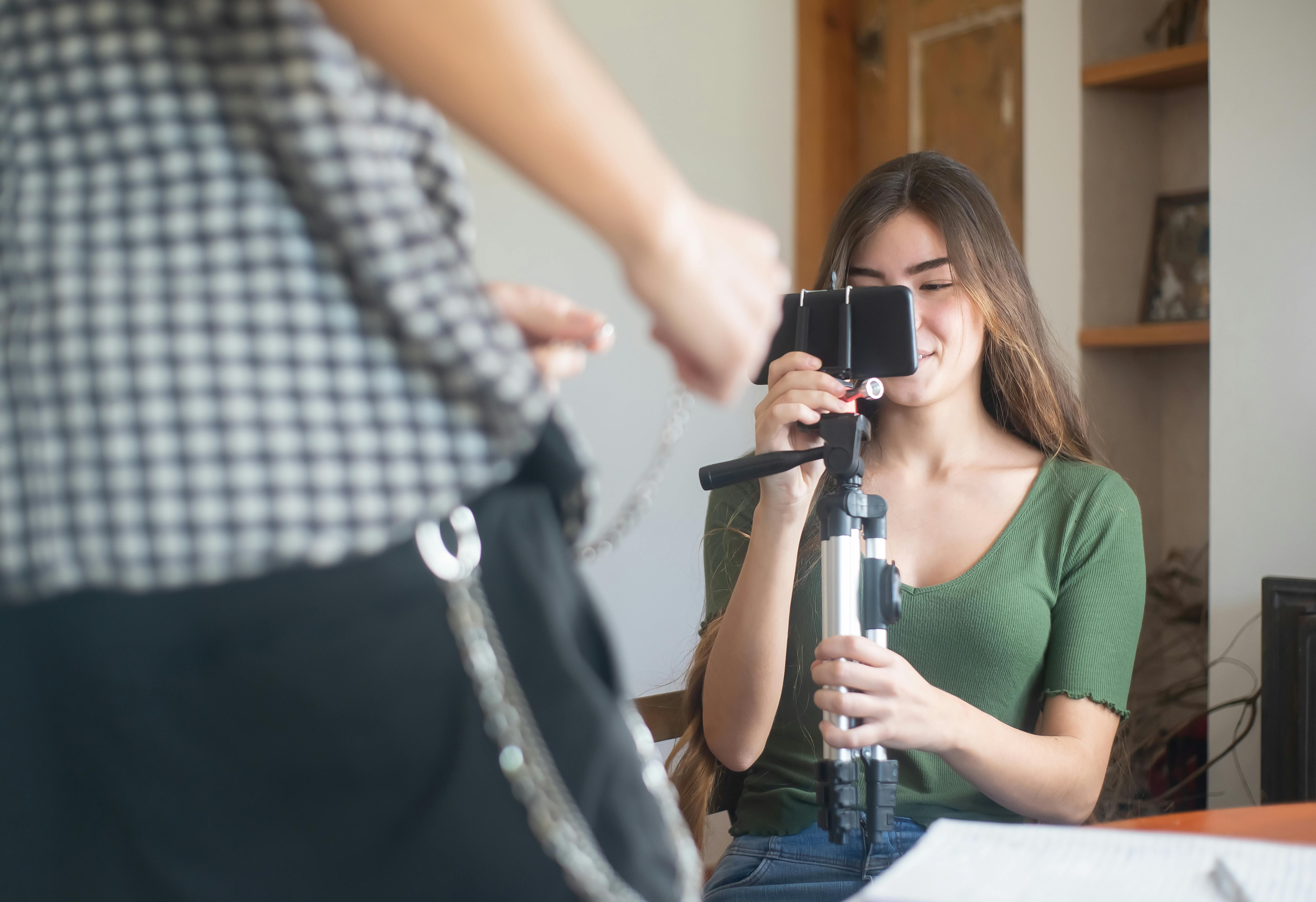 a woman using a smartphone