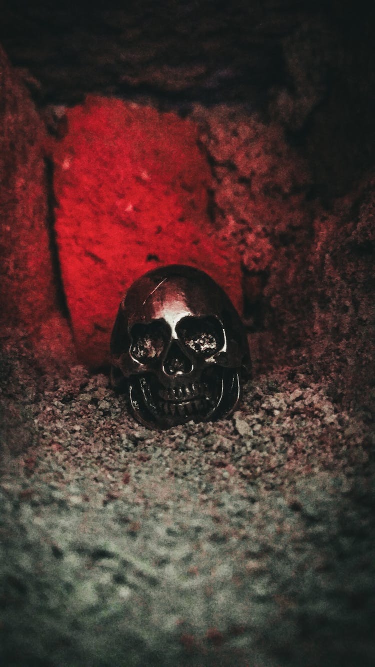 Halloween Black Scull In A Cave