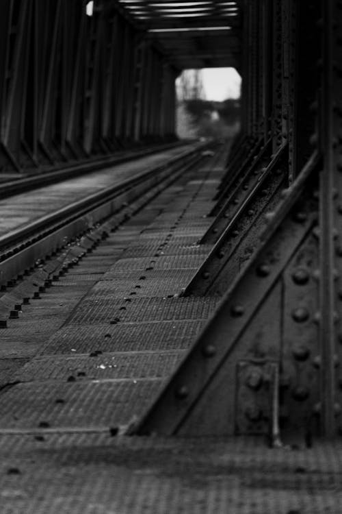 Black and White Photo of Railway Bridge