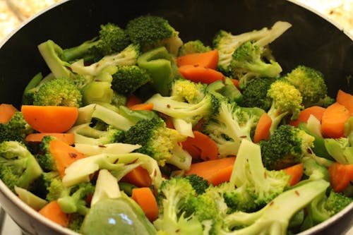 Free Broccoli and Carrots in a Cooking Pot  Stock Photo