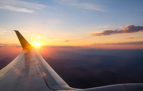 Airplane Wing During Golden Hour 