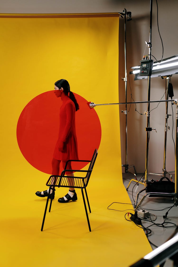 A Woman Standing In The Studio