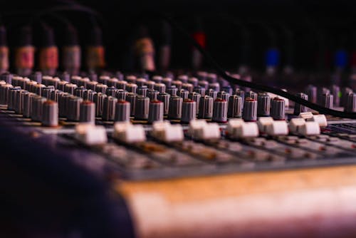 Close-up of Buttons on a DJ Console 