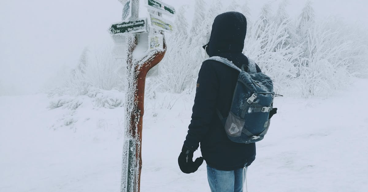 Person Wearing Black Hoodie and Blue Denim Jeans Standing over Frozen Arrow Signage over Snow Ground