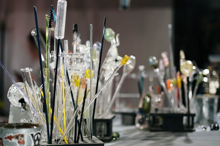 Variety Of Glass Items On A Rack