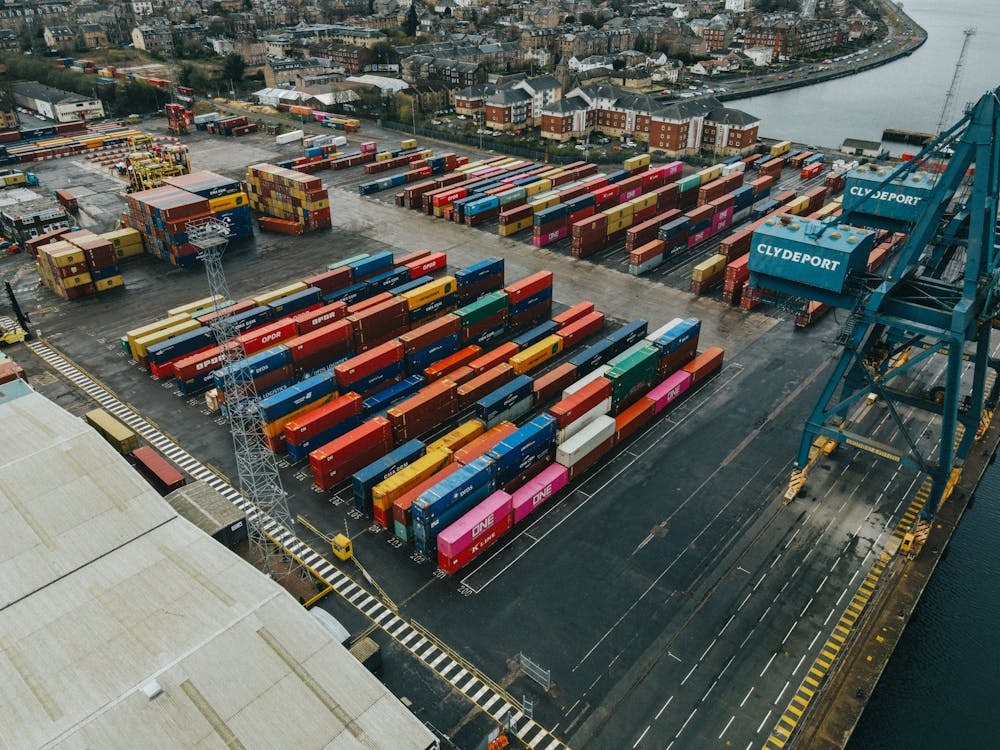Cargo Containers of Different Colors in Dock