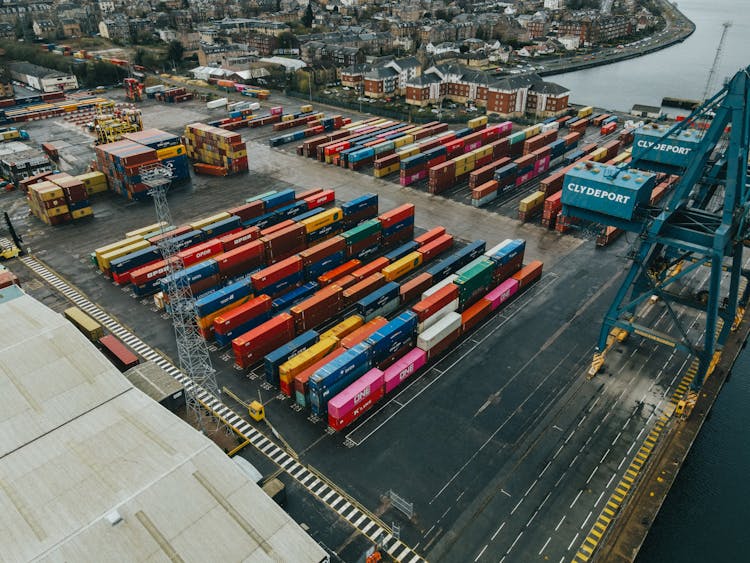 Cargo Containers Of Different Colors In Dock