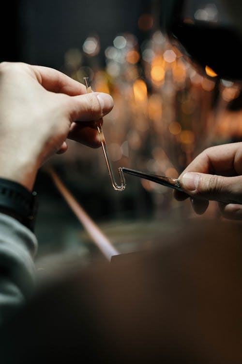 Close-up of Man Making a Glass Item 