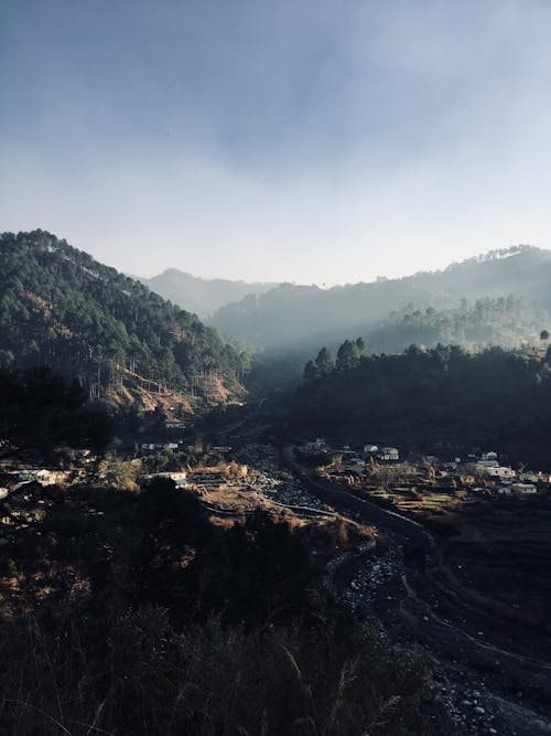 Landscape of a Mountainous Region During a Mist