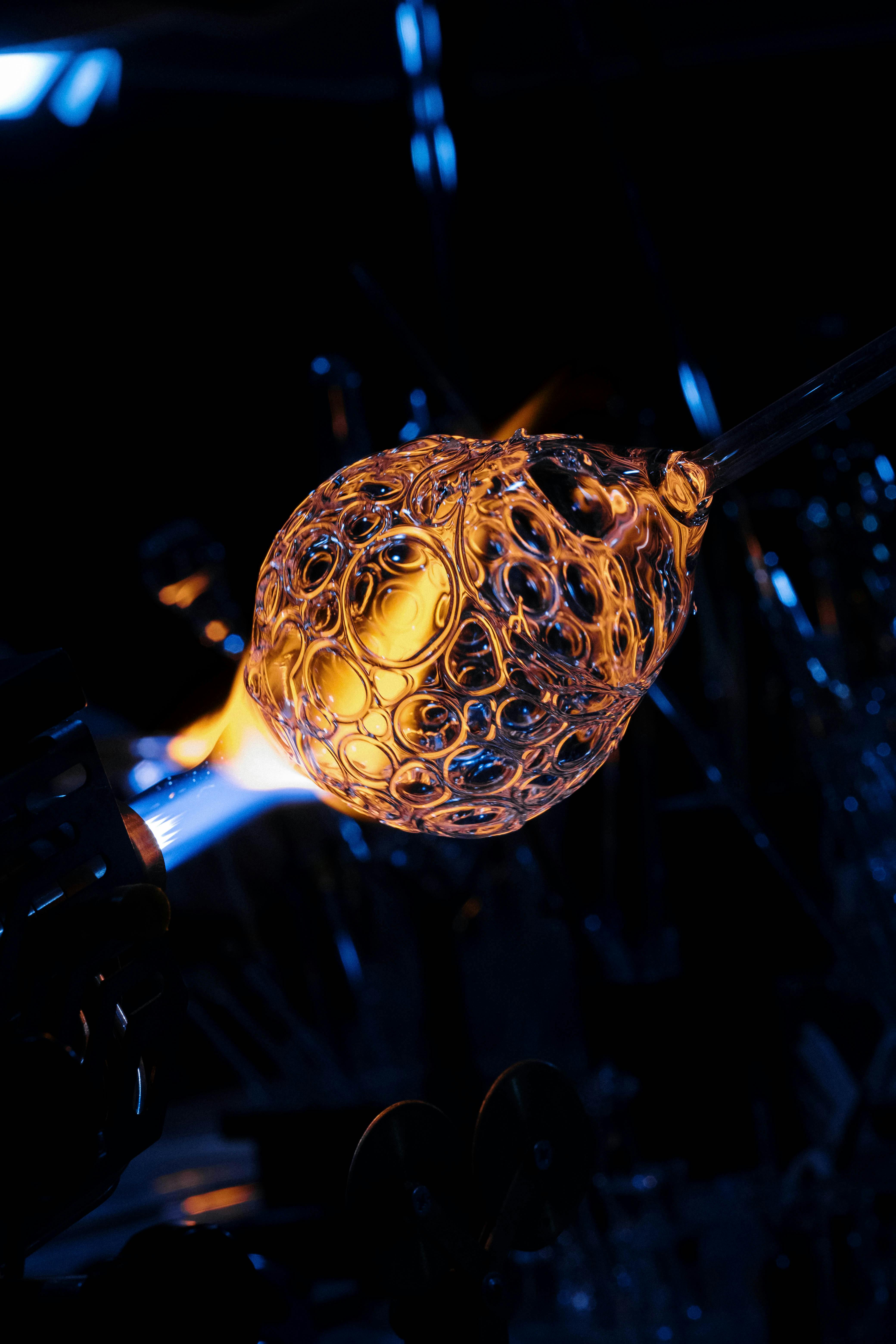 close up of a burner being used for glassblowing