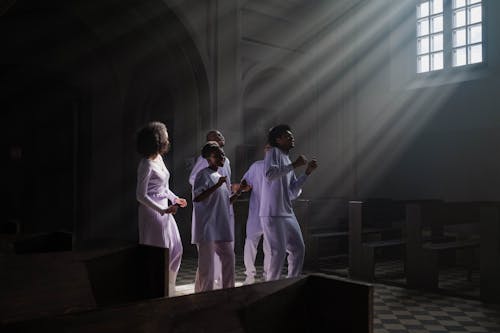 Free Choir Singing and Dancing Inside the Church Stock Photo