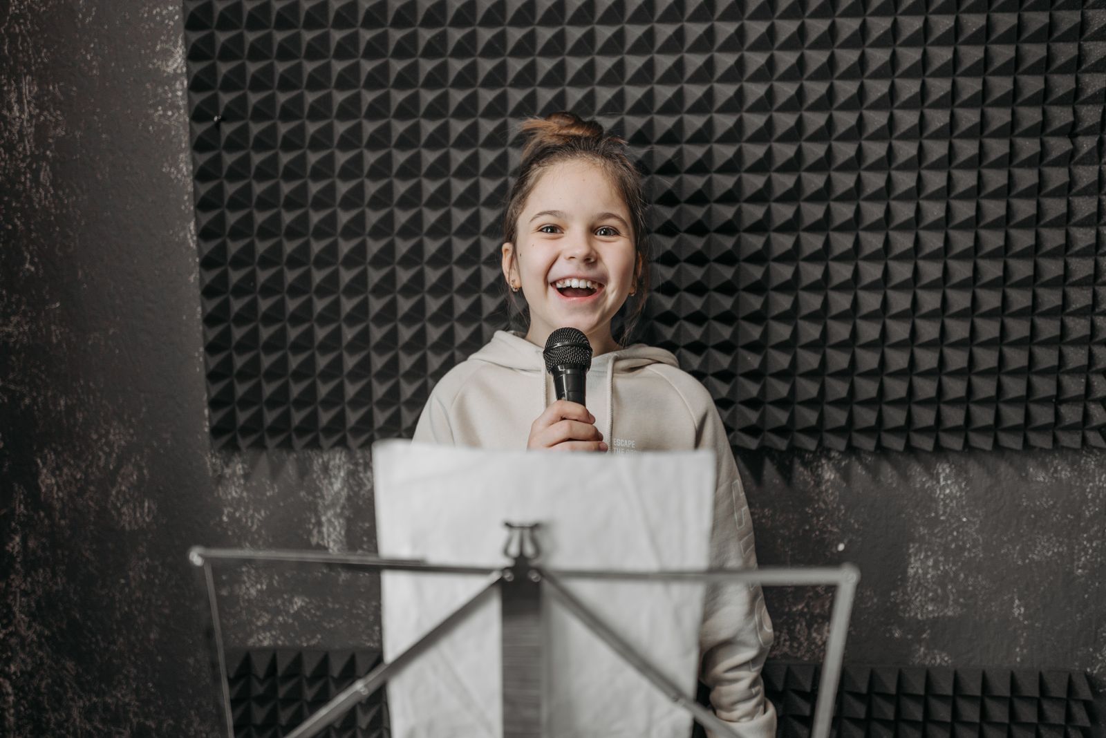Student singing during a voice lesson