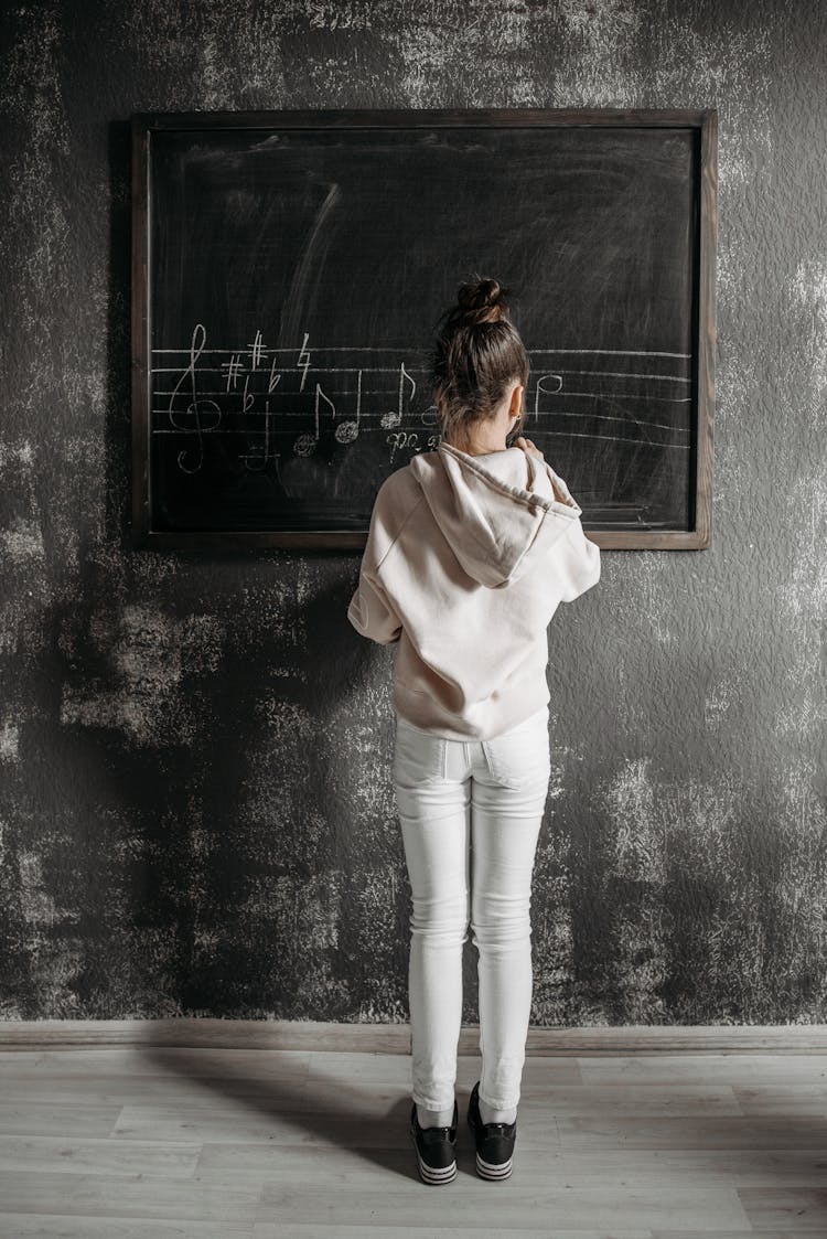 Kid Writing On A Blackboard